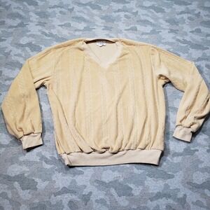 True Vintage Nicholas Sweater Adult Large Yellow Terry Cloth V Neck Niki Lu